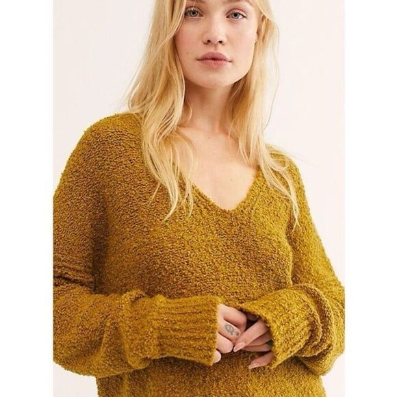 Free People Finders Keepers V Neck Sweater in Athens Moss Size Small - Picture 1 of 12